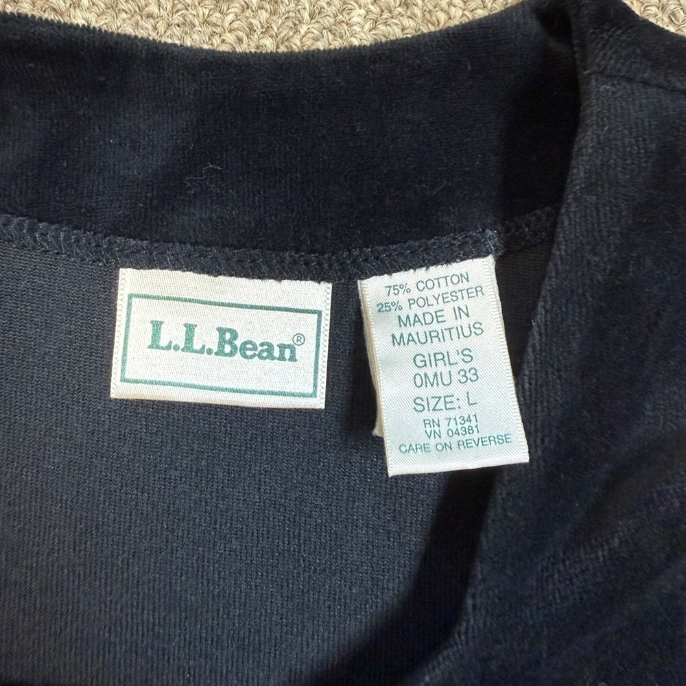 L.L. Bean: Girls Black Velour Long Sleeve Dress, Size L - Picture 3 of 8
